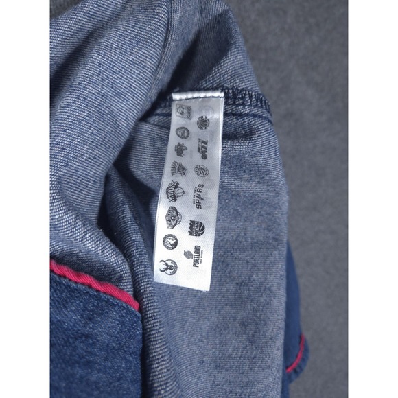 Vtg Y2K Chicago Bulls NBA Denim‎ Button Up Jersey Mens L Streetwear Hip-Hop - Picture 11 of 13